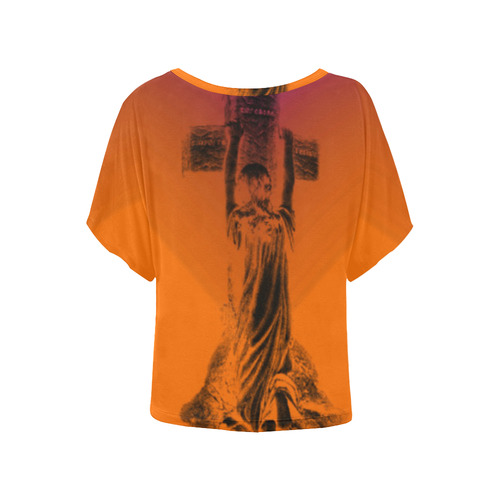 Praying To The Angels Women's Batwing-Sleeved Blouse T shirt (Model T44)