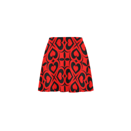 Red Black Heart Lattice Mini Skating Skirt (Model D36)