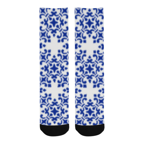 Sapphire Blue Damask Trouser Socks