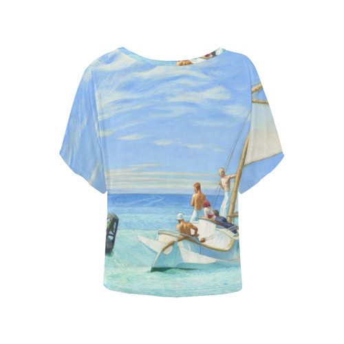 Edward Hopper Ground Swell Sail Boat Ocean Women's Batwing-Sleeved Blouse T shirt (Model T44)