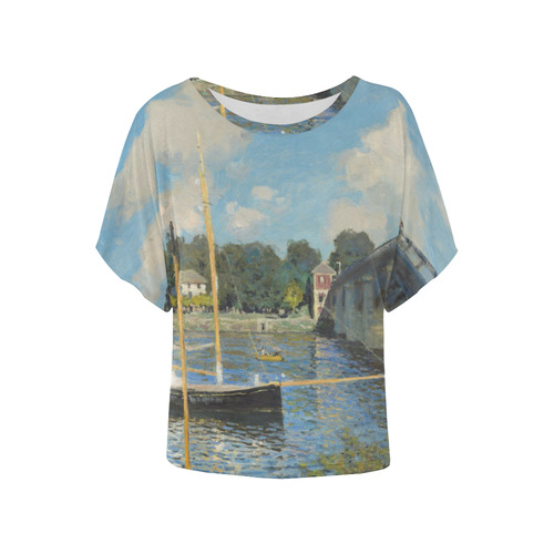Claude Monet Bridge at Argenteuil Women's Batwing-Sleeved Blouse T shirt (Model T44)