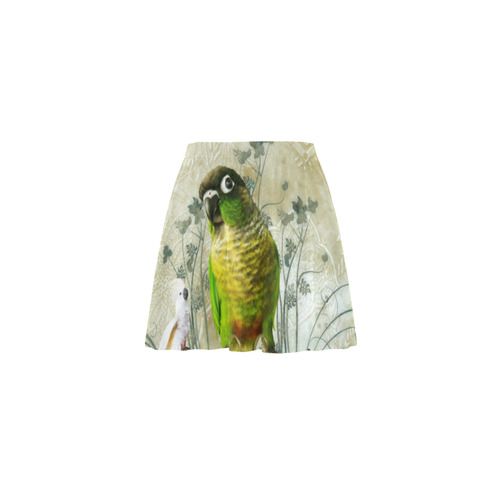 Sweet parrot with floral elements Mini Skating Skirt (Model D36)
