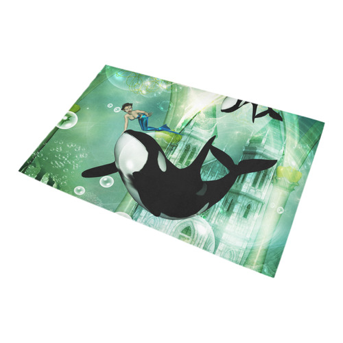 Orca with mermaid Bath Rug 20''x 32''