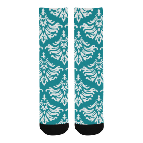 Turquoise Damask Trouser Socks
