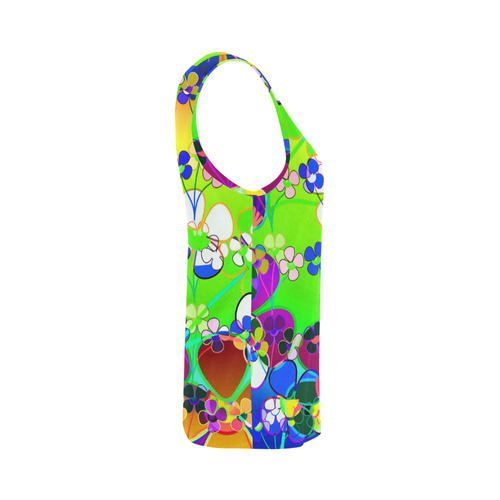 Abstract Pop Neon Flowers All Over Print Tank Top for Women (Model T43)