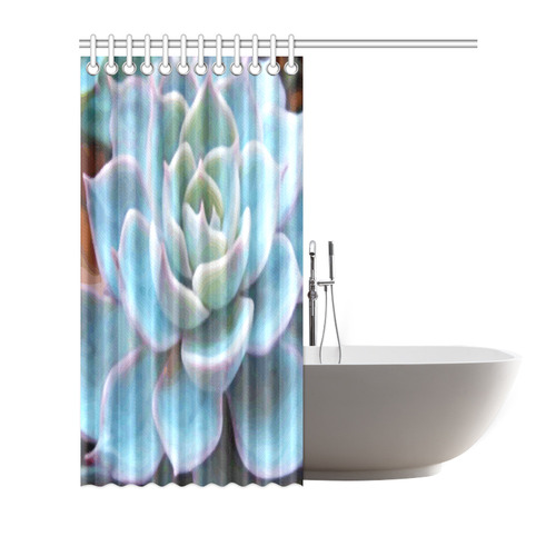 Watercolor Peacock Succulentt Painting Shower Curtain 72"x72"