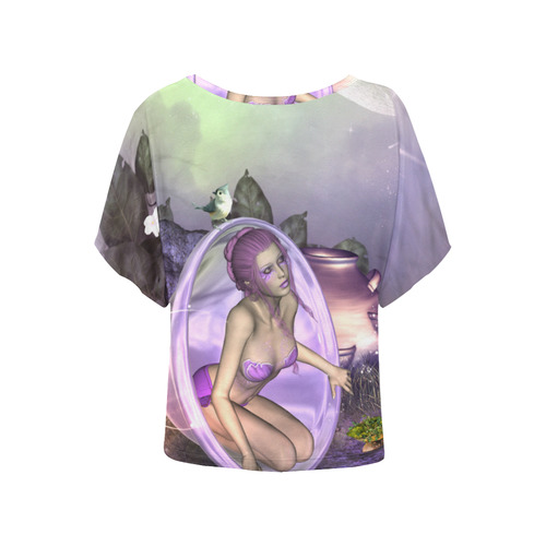 Cute fairy Women's Batwing-Sleeved Blouse T shirt (Model T44)