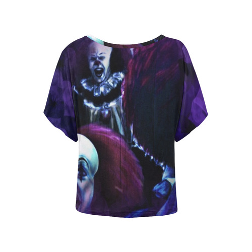 Evil demonic clown Women's Batwing-Sleeved Blouse T shirt (Model T44)