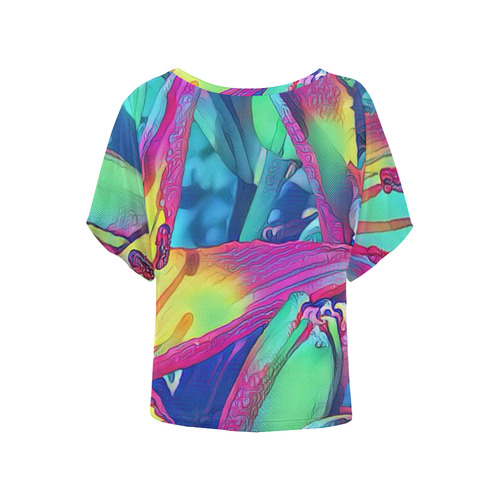 Floral ArtStudio 1016A Women's Batwing-Sleeved Blouse T shirt (Model T44)