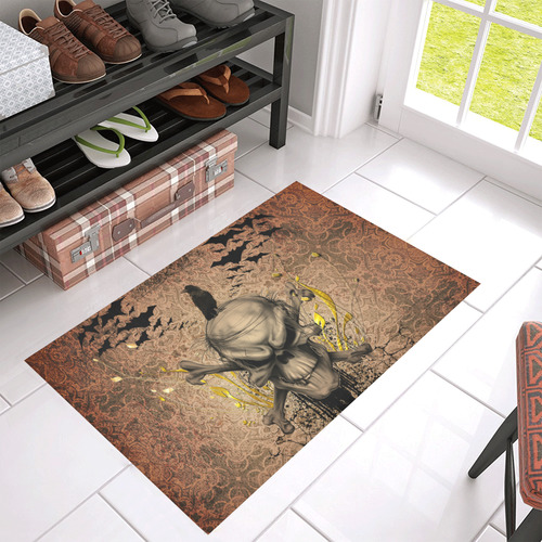 The scary skull with crow Azalea Doormat 30" x 18" (Sponge Material)