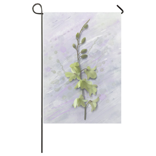 Yellow Orchid on purple, elegant floral painting Garden Flag 28''x40'' （Without Flagpole）