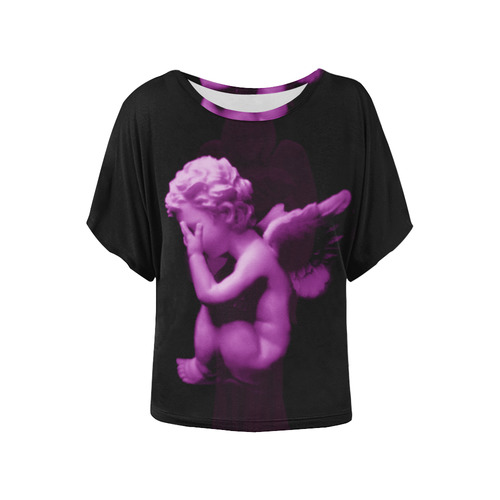 Sad li'l angel Women's Batwing-Sleeved Blouse T shirt (Model T44)