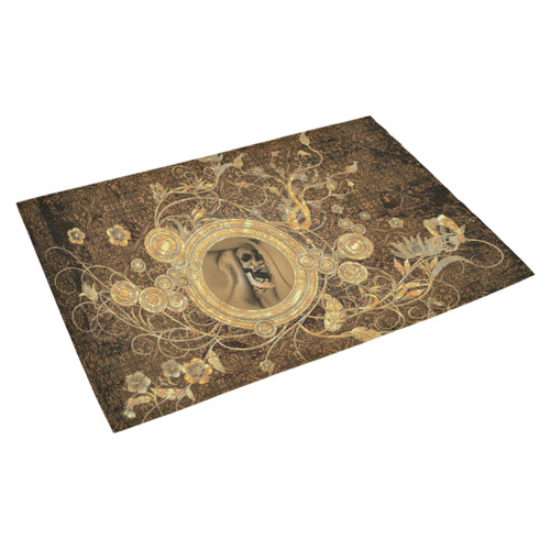 Awesome skull on a button Azalea Doormat 30" x 18" (Sponge Material)