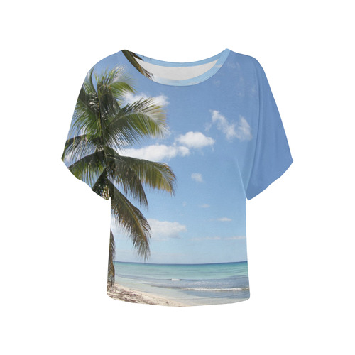 Isla Saona Caribbean Paradise Beach Women's Batwing-Sleeved Blouse T shirt (Model T44)