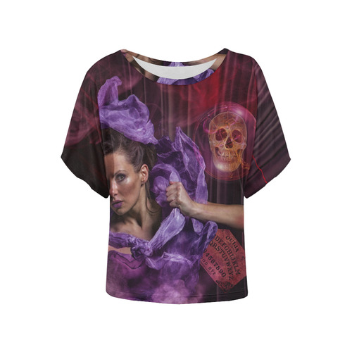 Awesome Witches Ritual Women's Batwing-Sleeved Blouse T shirt (Model T44)