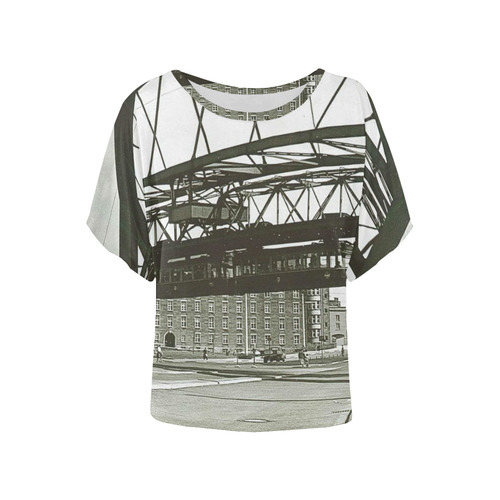 Wuppertal Schwebebahn vintage Photo Women's Batwing-Sleeved Blouse T shirt (Model T44)