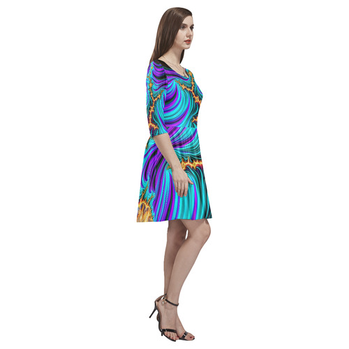 gorgeous Fractal 176 A by JamColors Tethys Half-Sleeve Skater Dress(Model D20)