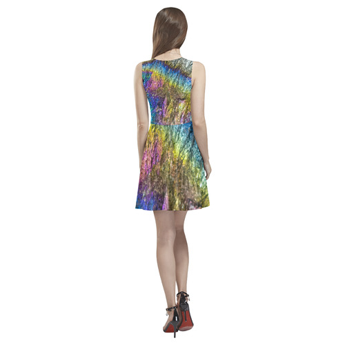 Colorful stone texture Thea Sleeveless Skater Dress(Model D19)