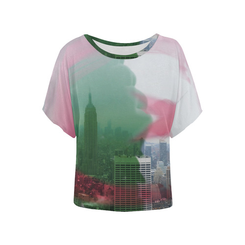 NYC Algeria Panorama Women's Batwing-Sleeved Blouse T shirt (Model T44)