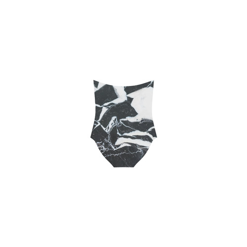 Black and white marble stone texture Strap Swimsuit ( Model S05)