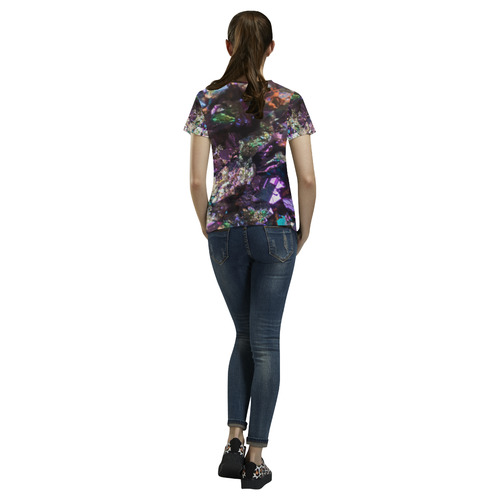 Purple green and blue crystal stone texture All Over Print T-Shirt for Women (USA Size) (Model T40)