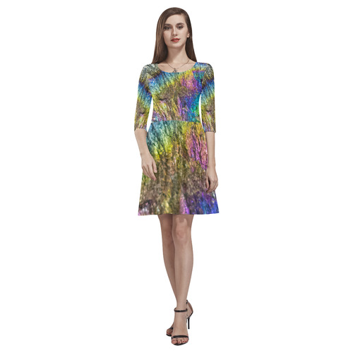 Colorful stone texture Tethys Half-Sleeve Skater Dress(Model D20)