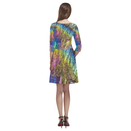 Colorful stone texture Tethys Half-Sleeve Skater Dress(Model D20)