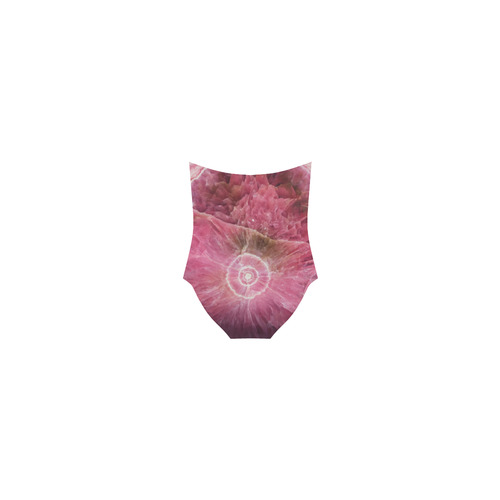 Pink and white stone texture Strap Swimsuit ( Model S05)