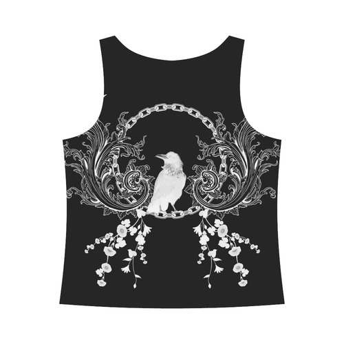 White crow with flowers All Over Print Tank Top for Women (Model T43)