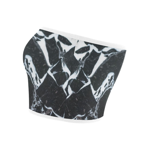 Black and white marble stone texture Bandeau Top