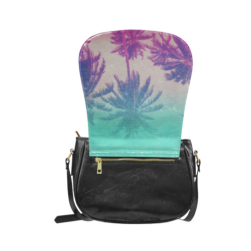 Palm Trees Green Pink Tropical Classic Saddle Bag/Small (Model 1648)