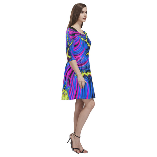 gorgeous Fractal 176 B by JamColors Tethys Half-Sleeve Skater Dress(Model D20)