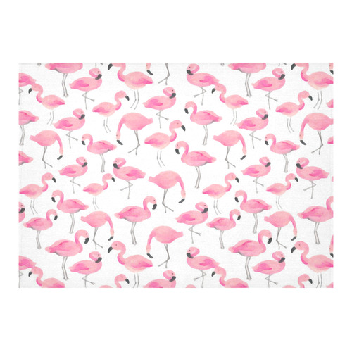 Pink Flamingos Cotton Linen Tablecloth 60"x 84"