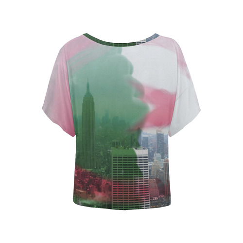 NYC Algeria Panorama Women's Batwing-Sleeved Blouse T shirt (Model T44)