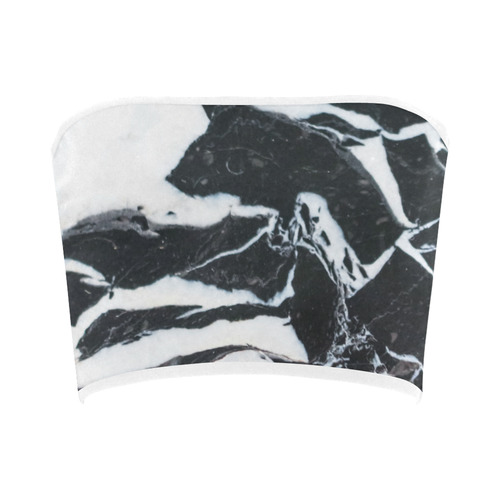 Black and white marble stone texture Bandeau Top