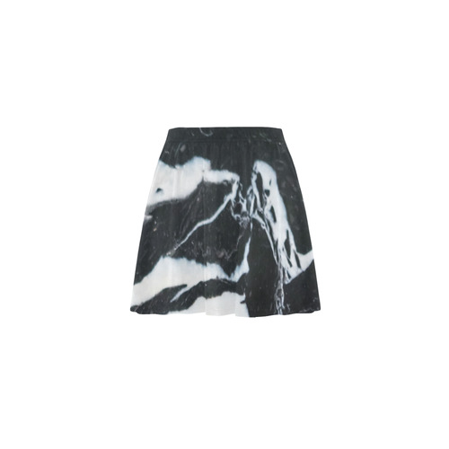 Black and white marble stone texture Mini Skating Skirt (Model D36)