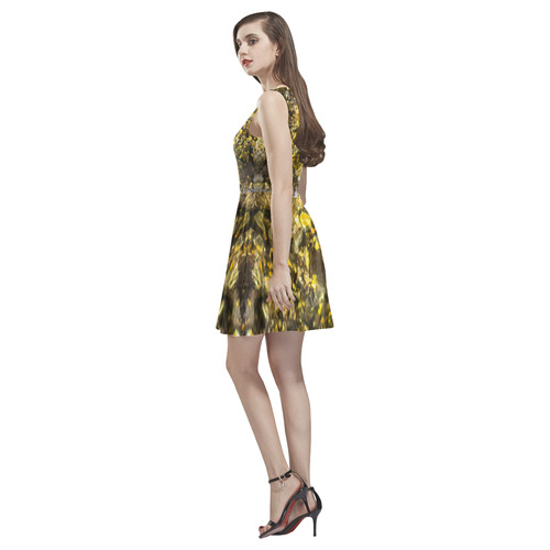 Golden stone texture Thea Sleeveless Skater Dress(Model D19)