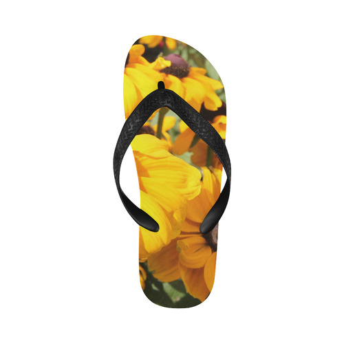 Yellow Flowers Flip Flops for Men/Women (Model 040)