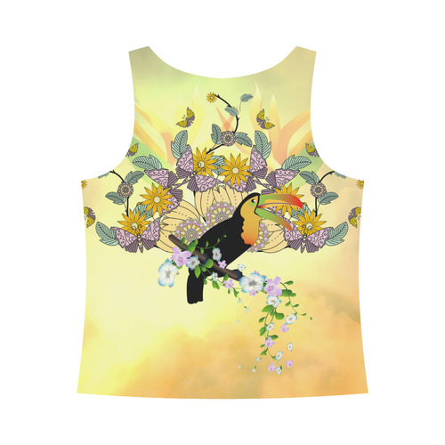 Toucan with flowers All Over Print Tank Top for Women (Model T43)