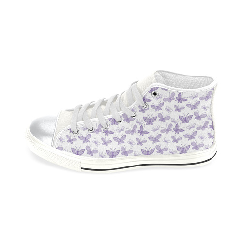 Cute Purple Butterflies High Top Canvas Shoes for Kid (Model 017)