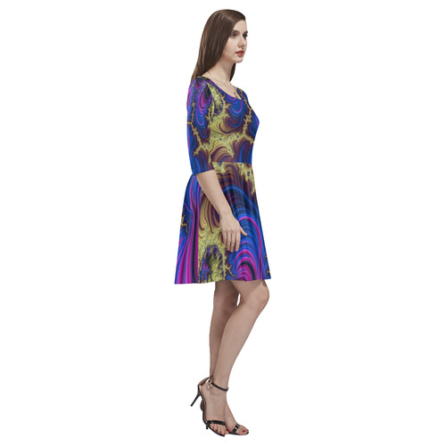 gorgeous Fractal 177 C by JamColors Tethys Half-Sleeve Skater Dress(Model D20)