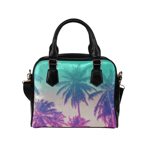 Palm Trees Green Pink Tropical Shoulder Handbag (Model 1634)