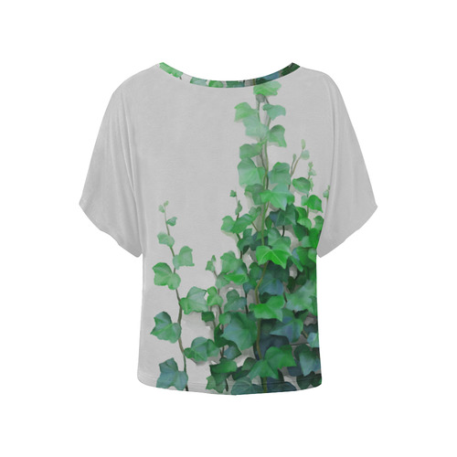 Vines, climbing plant watercolor Women's Batwing-Sleeved Blouse T shirt (Model T44)