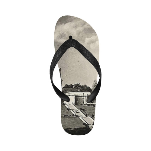 Vintage Sacre Coeur in Paris Photo Flip Flops for Men/Women (Model 040)