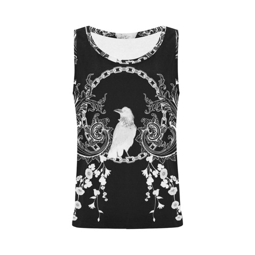 White crow with flowers All Over Print Tank Top for Women (Model T43)