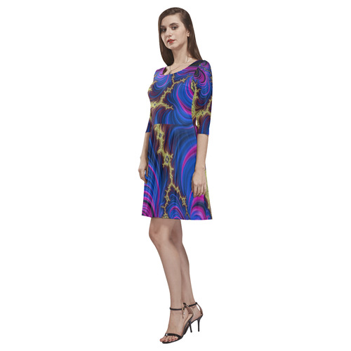 gorgeous Fractal 177 C by JamColors Tethys Half-Sleeve Skater Dress(Model D20)