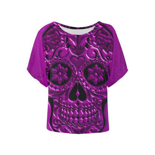 Skull20170481_by_JAMColors Women's Batwing-Sleeved Blouse T shirt (Model T44)