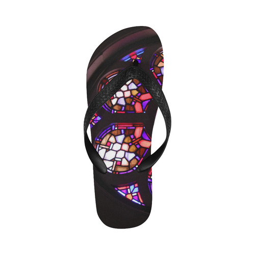 Geometric Purple Pink Rosary Window Mandala Flip Flops for Men/Women (Model 040)