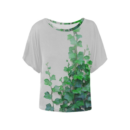 Vines, climbing plant watercolor Women's Batwing-Sleeved Blouse T shirt (Model T44)