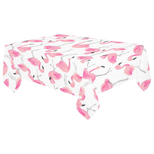Pink Flamingos Cotton Linen Tablecloth 60"x 104"